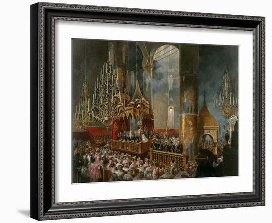 The Crowning of Tsarina Maria Alexandrovna of Russia, Moscow, 1856-Mihály Zichy-Framed Giclee Print