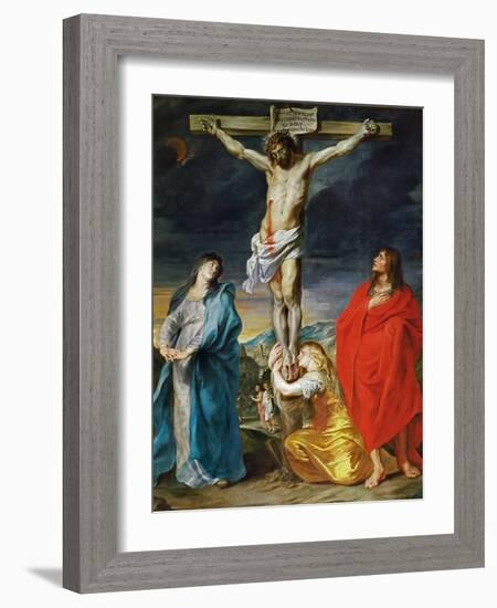 The Crucified Christ with the Virgin Mary, Saints John the Baptist and Mary Magdalene-Sir Anthony Van Dyck-Framed Giclee Print