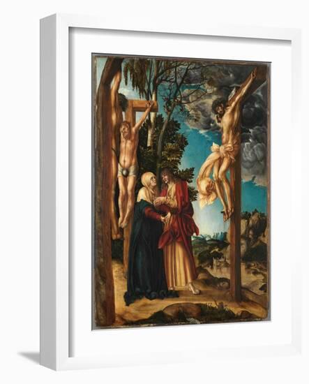 The Crucifixion, by Cranach, Lucas, the Elder (1472-1553). Oil on Wood, 1503. Dimensions: 138X99 Cm-Lucas the Elder Cranach-Framed Giclee Print