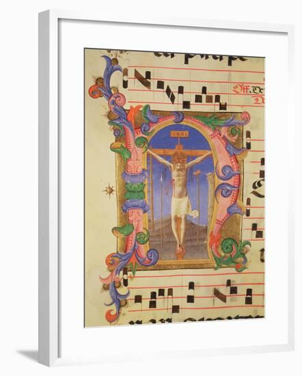 The Crucifixion Depicted in an Historiated Initial 'N', Detail from a Missal, c.1430-Fra Angelico-Framed Giclee Print