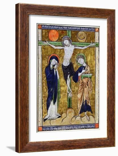 The Crucifixion, from a Psalter, C.1215 (Vellum)-French-Framed Giclee Print