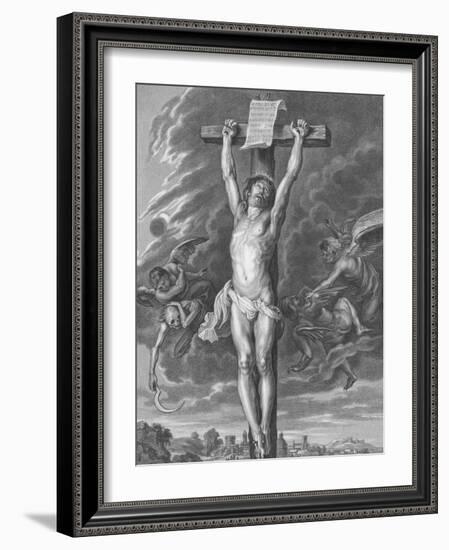 The Crucifixion, St Matthew, Chapter 27, Verses 30-54 (Engraving)-Peter Paul (after) Rubens-Framed Giclee Print