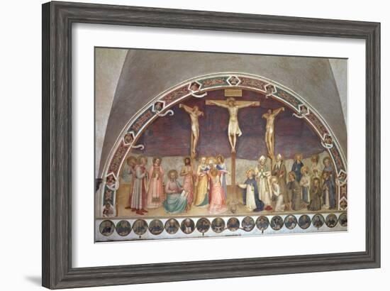 The Crucifixion, with SS. Cosmas, Damian, Francis and Bernard, 1442-Fra Angelico-Framed Giclee Print