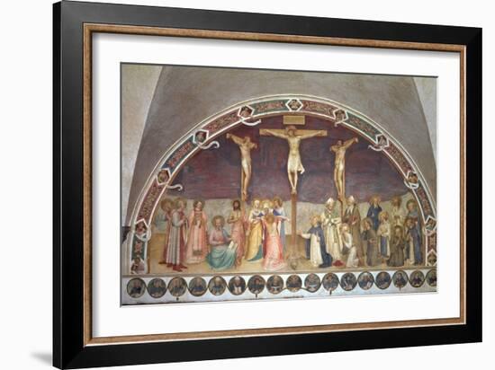 The Crucifixion, with SS. Cosmas, Damian, Francis and Bernard, 1442-Fra Angelico-Framed Giclee Print