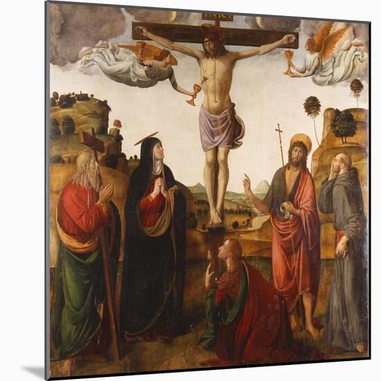 The Crucifixion with the Madonna, Saints John the Baptist, Mary Magdalen, Andrew and Francis, 1503-Cosimo Rosselli-Mounted Giclee Print