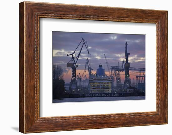 The Cruise Ship Oceana in the Dock the Elbe 17 of the Shipyard Blohm and Voss-Uwe Steffens-Framed Photographic Print