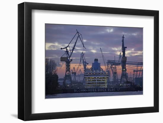 The Cruise Ship Oceana in the Dock the Elbe 17 of the Shipyard Blohm and Voss-Uwe Steffens-Framed Photographic Print