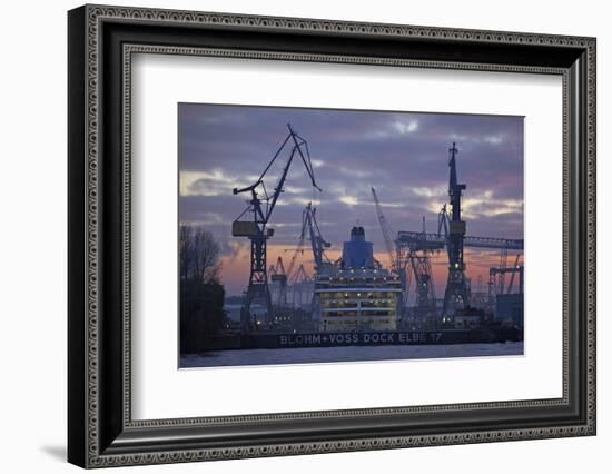 The Cruise Ship Oceana in the Dock the Elbe 17 of the Shipyard Blohm and Voss-Uwe Steffens-Framed Photographic Print