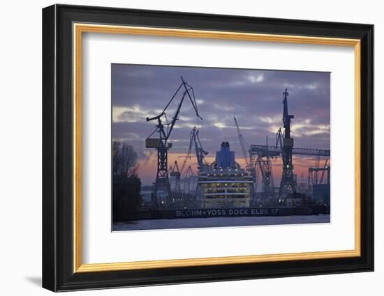 The Cruise Ship Oceana in the Dock the Elbe 17 of the Shipyard Blohm and Voss-Uwe Steffens-Framed Photographic Print