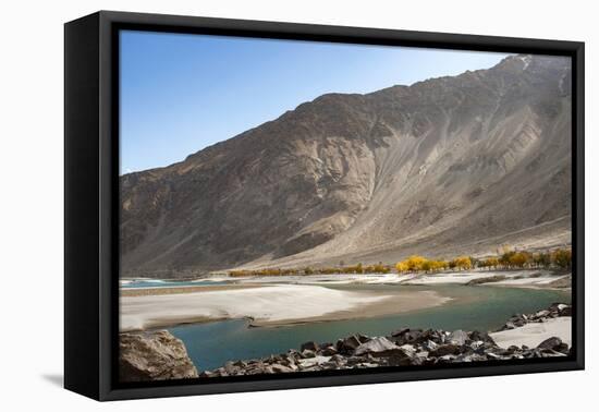 The crystal clear Shyok River in the Khapalu valley near Skardu, Gilgit-Baltistan, Pakistan, Asia-Alex Treadway-Framed Premier Image Canvas