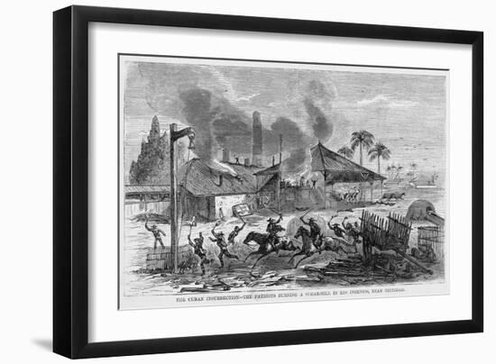 The Cuban Insurrection--The Patriots Burning a Sugar-Mill in Los Ingenios, near Trinidad.-null-Framed Giclee Print