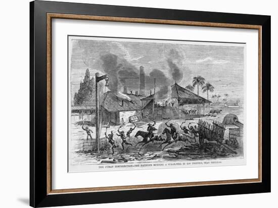 The Cuban Insurrection--The Patriots Burning a Sugar-Mill in Los Ingenios, near Trinidad.-null-Framed Giclee Print