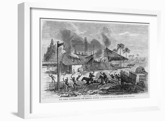 The Cuban Insurrection--The Patriots Burning a Sugar-Mill in Los Ingenios, near Trinidad.-null-Framed Giclee Print