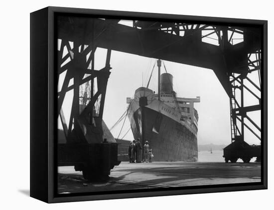 The Cunard White Star Liner the "Queen Mary" Docked at Southampton England-Fred Musto-Framed Premier Image Canvas