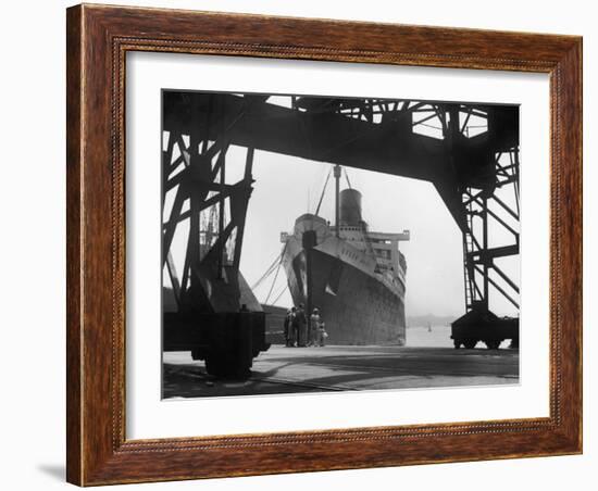 The Cunard White Star Liner the "Queen Mary" Docked at Southampton England-Fred Musto-Framed Photographic Print