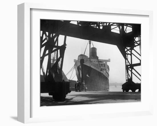 The Cunard White Star Liner the "Queen Mary" Docked at Southampton England-Fred Musto-Framed Photographic Print