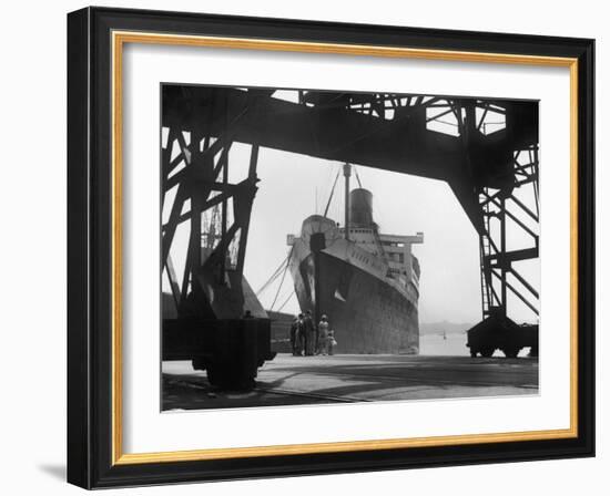 The Cunard White Star Liner the "Queen Mary" Docked at Southampton England-Fred Musto-Framed Photographic Print