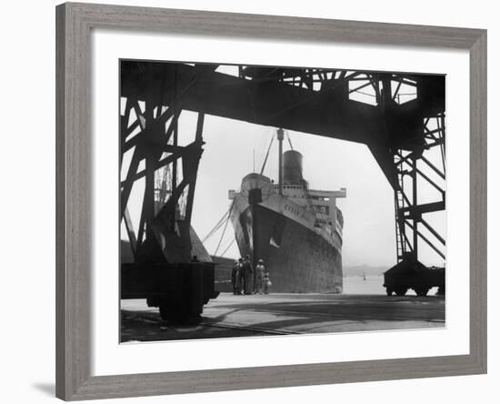 The Cunard White Star Liner the "Queen Mary" Docked at Southampton England-Fred Musto-Framed Photographic Print