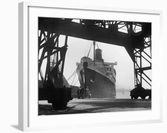 The Cunard White Star Liner the "Queen Mary" Docked at Southampton England-Fred Musto-Framed Photographic Print