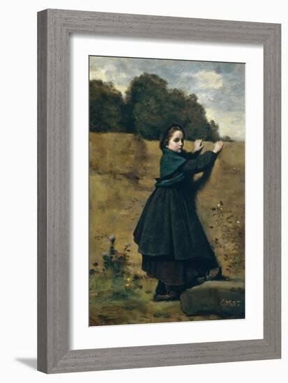 The Curious Little Girl, 1860-64-Jean Baptiste Camille Corot-Framed Giclee Print