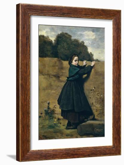 The Curious Little Girl, 1860-64-Jean Baptiste Camille Corot-Framed Giclee Print