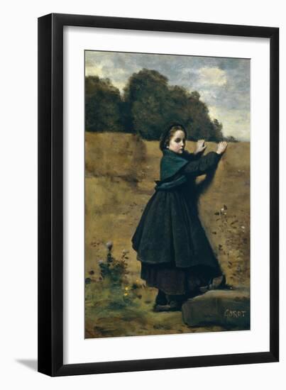 The Curious Little Girl, 1860-64-Jean Baptiste Camille Corot-Framed Giclee Print