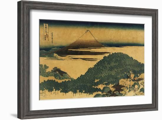 The Cushion Pine at Aoyama with Mount Fuji in the Distance, Japanese Wood-Cut Print-Lantern Press-Framed Art Print