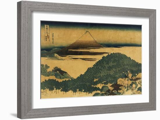 The Cushion Pine at Aoyama with Mount Fuji in the Distance, Japanese Wood-Cut Print-Lantern Press-Framed Art Print