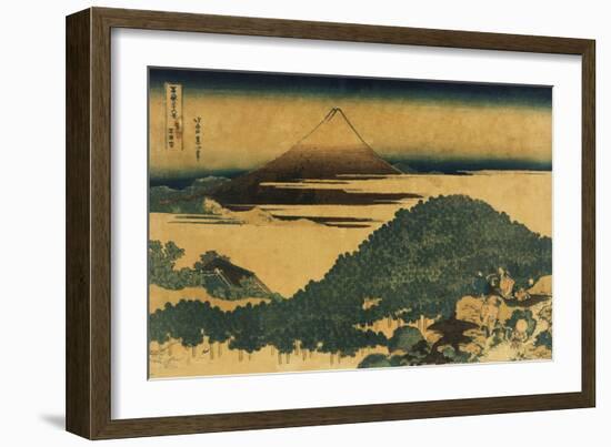 The Cushion Pine at Aoyama with Mount Fuji in the Distance, Japanese Wood-Cut Print-Lantern Press-Framed Art Print