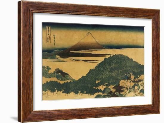 The Cushion Pine at Aoyama with Mount Fuji in the Distance, Japanese Wood-Cut Print-Lantern Press-Framed Art Print
