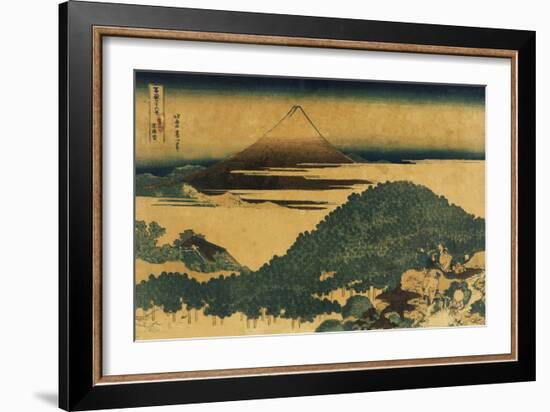 The Cushion Pine at Aoyama with Mount Fuji in the Distance, Japanese Wood-Cut Print-Lantern Press-Framed Art Print