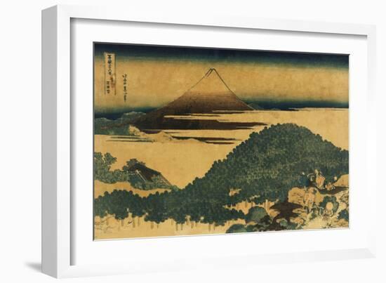 The Cushion Pine at Aoyama with Mount Fuji in the Distance, Japanese Wood-Cut Print-Lantern Press-Framed Art Print