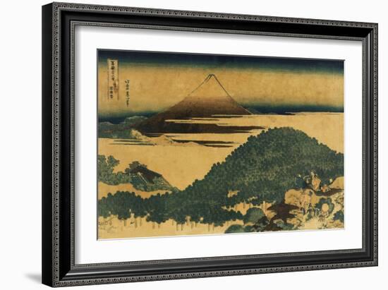 The Cushion Pine at Aoyama with Mount Fuji in the Distance, Japanese Wood-Cut Print-Lantern Press-Framed Art Print