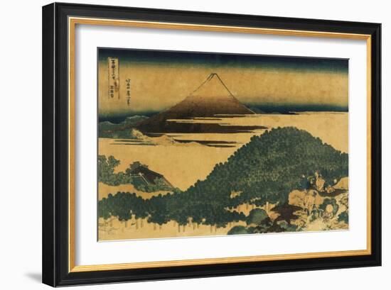 The Cushion Pine at Aoyama with Mount Fuji in the Distance, Japanese Wood-Cut Print-Lantern Press-Framed Art Print