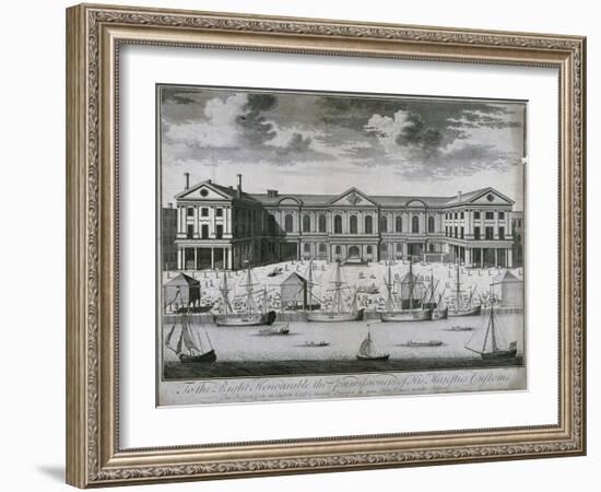 The Custom House from the River Thames, as it Was in 1714, 1715-John Harris-Framed Giclee Print