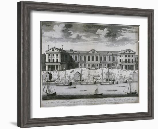 The Custom House from the River Thames, as it Was in 1714, 1715-John Harris-Framed Giclee Print