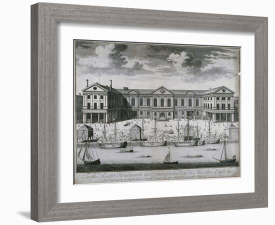 The Custom House from the River Thames, as it Was in 1714, 1715-John Harris-Framed Giclee Print