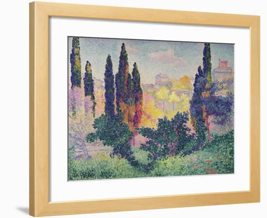 The Cypresses at Cagnes, 1908-Henri Edmond Cross-Framed Giclee Print