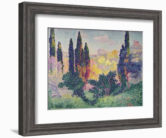 The Cypresses at Cagnes, 1908-Henri Edmond Cross-Framed Giclee Print