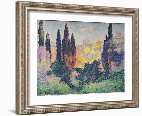 The Cypresses at Cagnes, 1908-Henri Edmond Cross-Framed Giclee Print