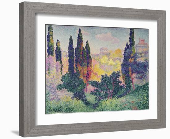 The Cypresses at Cagnes, 1908-Henri Edmond Cross-Framed Giclee Print