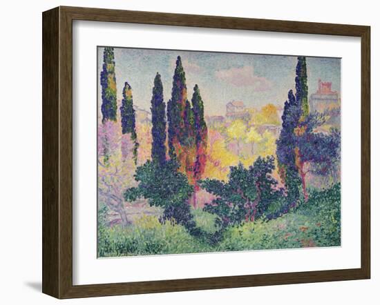 The Cypresses at Cagnes, 1908-Henri Edmond Cross-Framed Giclee Print