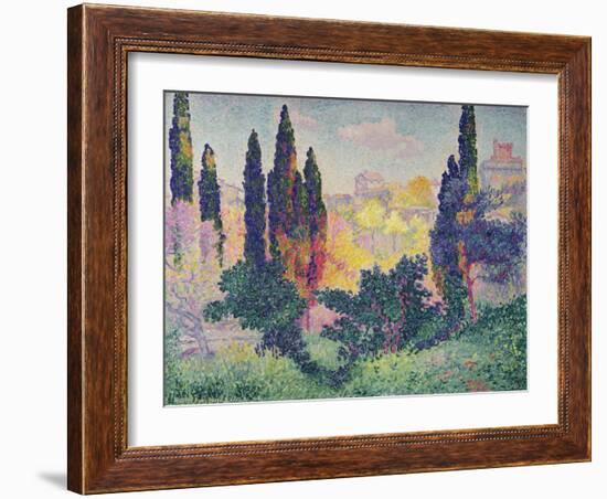 The Cypresses at Cagnes, 1908-Henri Edmond Cross-Framed Giclee Print