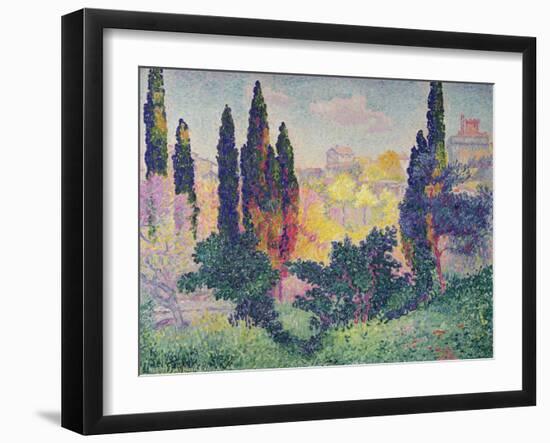 The Cypresses at Cagnes, 1908-Henri Edmond Cross-Framed Giclee Print