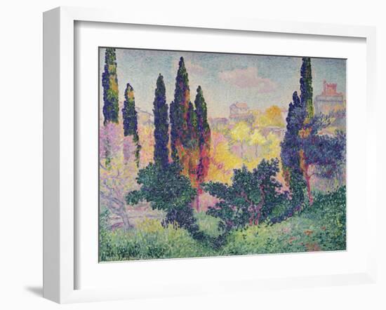 The Cypresses at Cagnes, 1908-Henri Edmond Cross-Framed Giclee Print