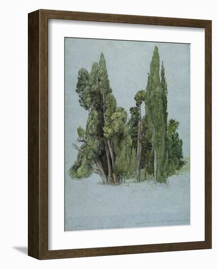 The Cypresses at the Villa D'Este, Tivoli (W/C and Gouache with Graphite on Paper)-Samuel Palmer-Framed Giclee Print