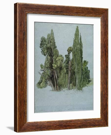 The Cypresses at the Villa D'Este, Tivoli (W/C and Gouache with Graphite on Paper)-Samuel Palmer-Framed Giclee Print