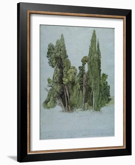 The Cypresses at the Villa D'Este, Tivoli (W/C and Gouache with Graphite on Paper)-Samuel Palmer-Framed Giclee Print