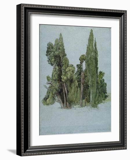 The Cypresses at the Villa D'Este, Tivoli (W/C and Gouache with Graphite on Paper)-Samuel Palmer-Framed Giclee Print