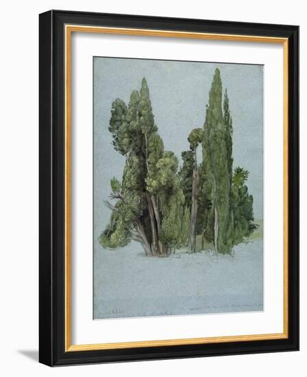 The Cypresses at the Villa D'Este, Tivoli (W/C and Gouache with Graphite on Paper)-Samuel Palmer-Framed Giclee Print